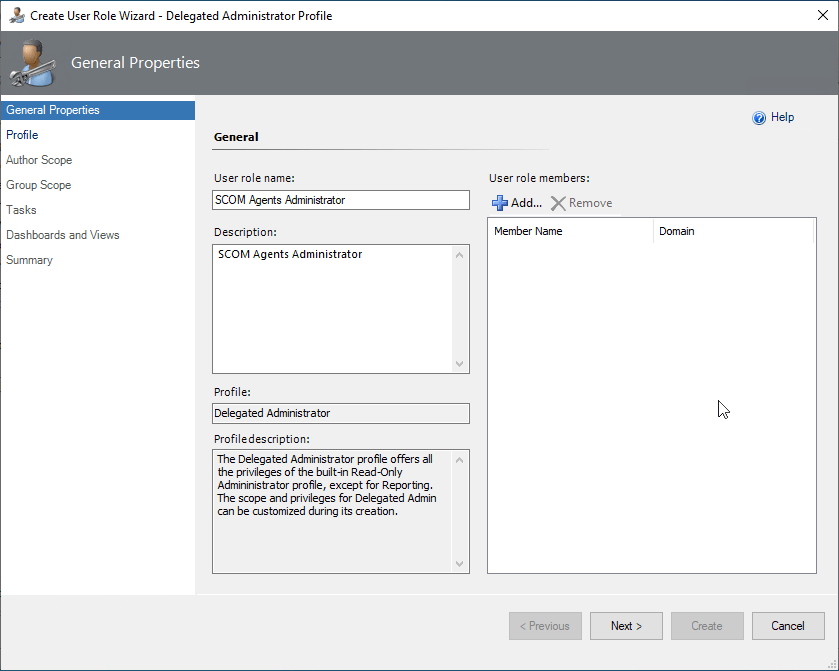 SCOM Delegated Admin role 2